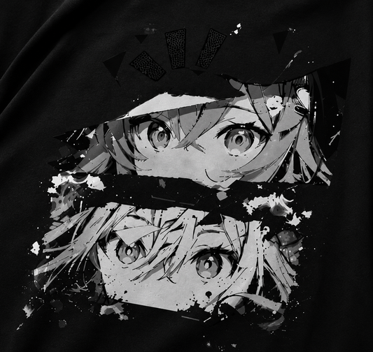 Monochrome Anime Eyes Oversized Tee | 260 GSM