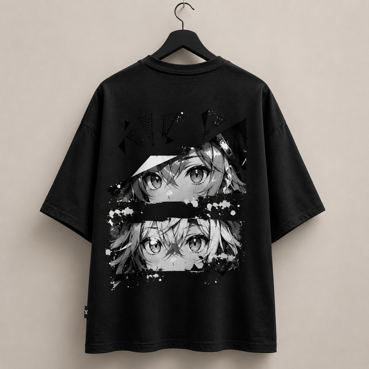 Monochrome Anime Eyes Oversized Tee | 260 GSM