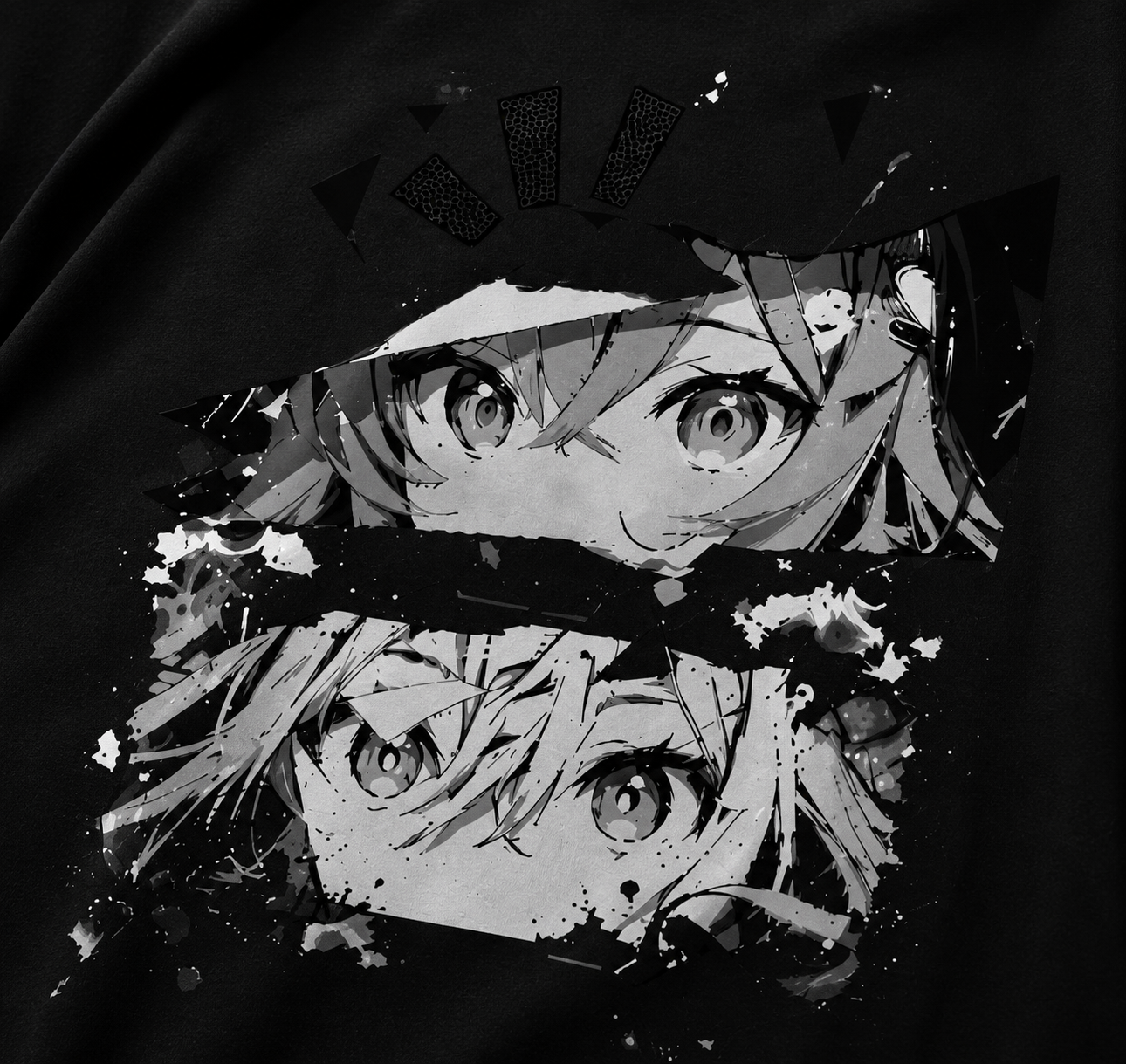 Monochrome Anime Eyes Oversized Tee | 260 GSM
