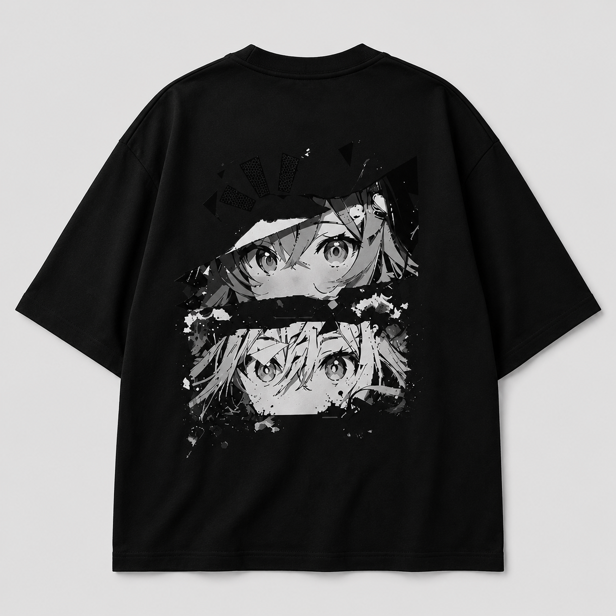 Monochrome Anime Eyes Oversized Tee | 260 GSM