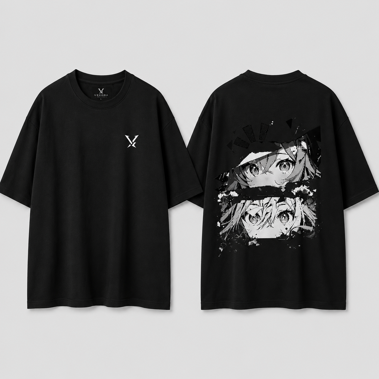 Monochrome Anime Eyes Oversized Tee | 260 GSM